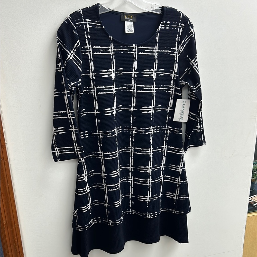 Blue and White Plaid Dress